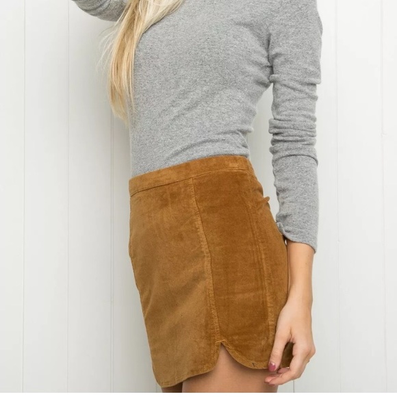 Brandy melville brown corduroy raquel skirt slits - Picture 4 of 8
